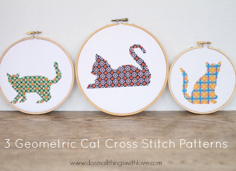 3 geometric cat cross stitch