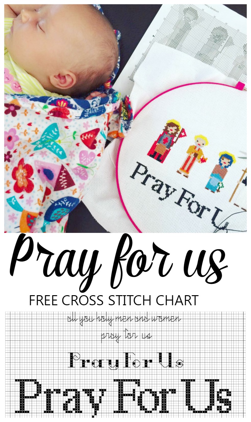 Pray for Us Free Cross Stitch Chart