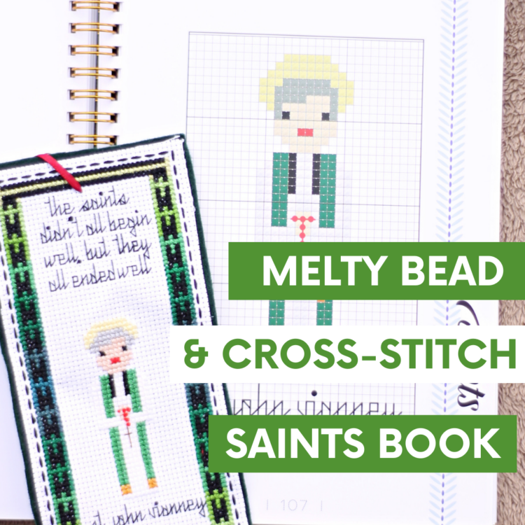 cross stitch and melty bead saint book