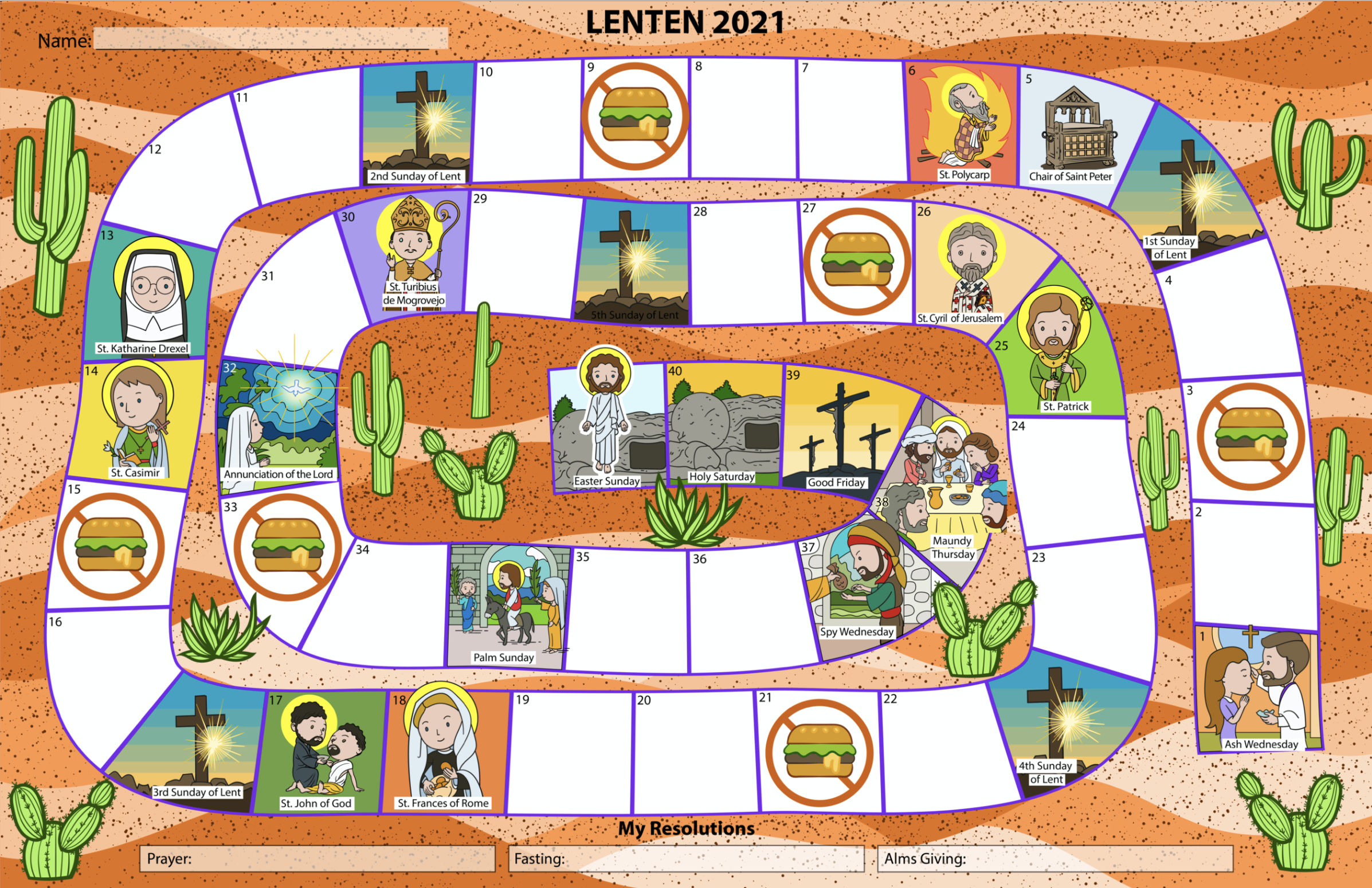 Lenten Countdown Worksheet Catholic Sprouts