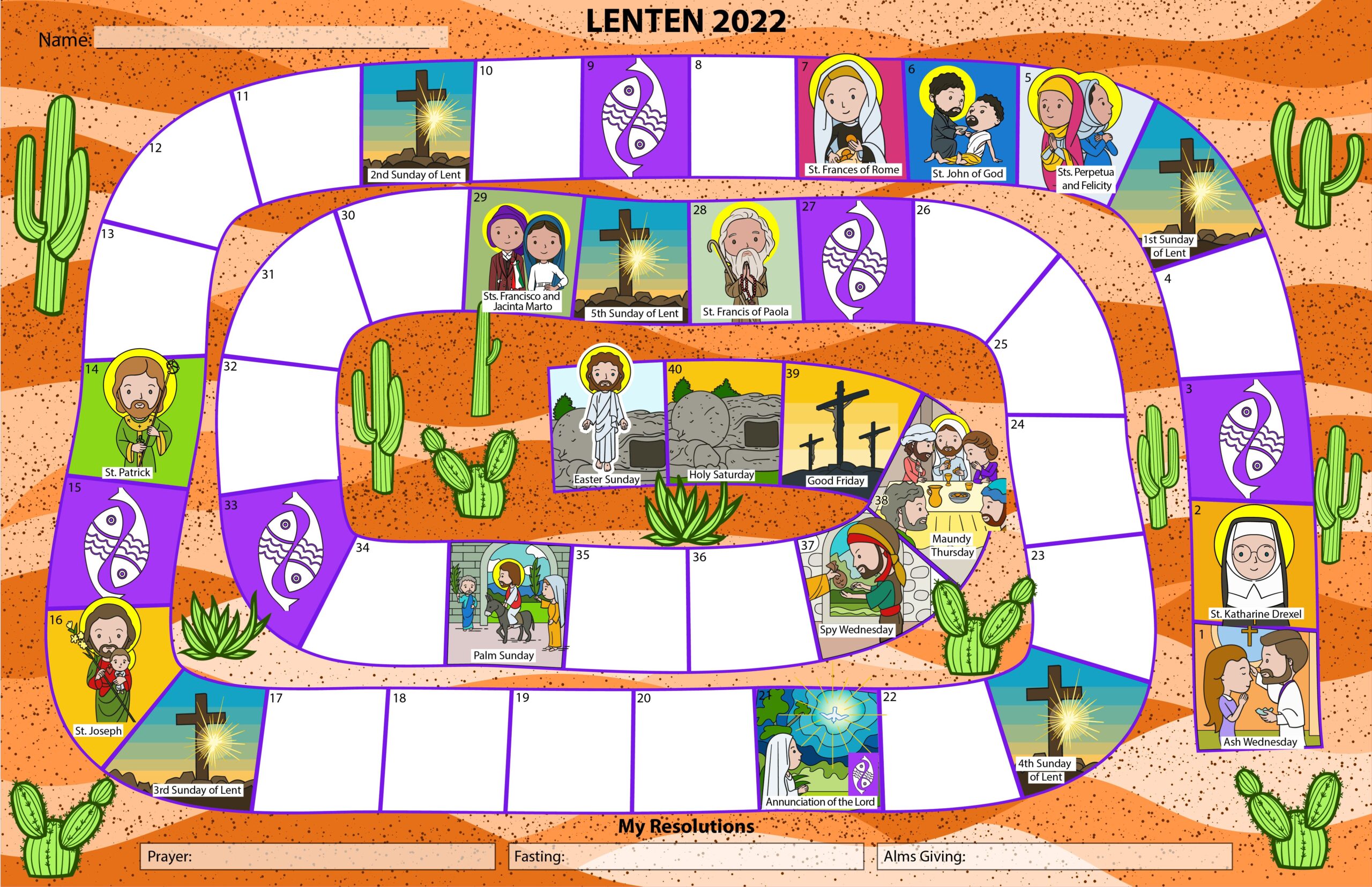 Printable Lent Coloring Calendar Digital Download Printable Lent 
